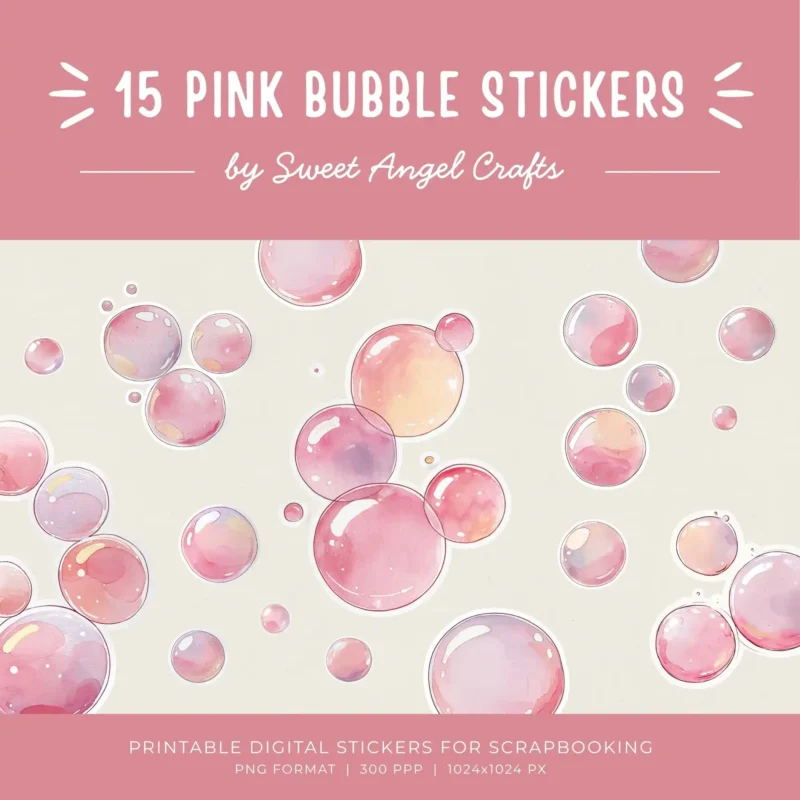 15 PINK BUBBLE STICKERS