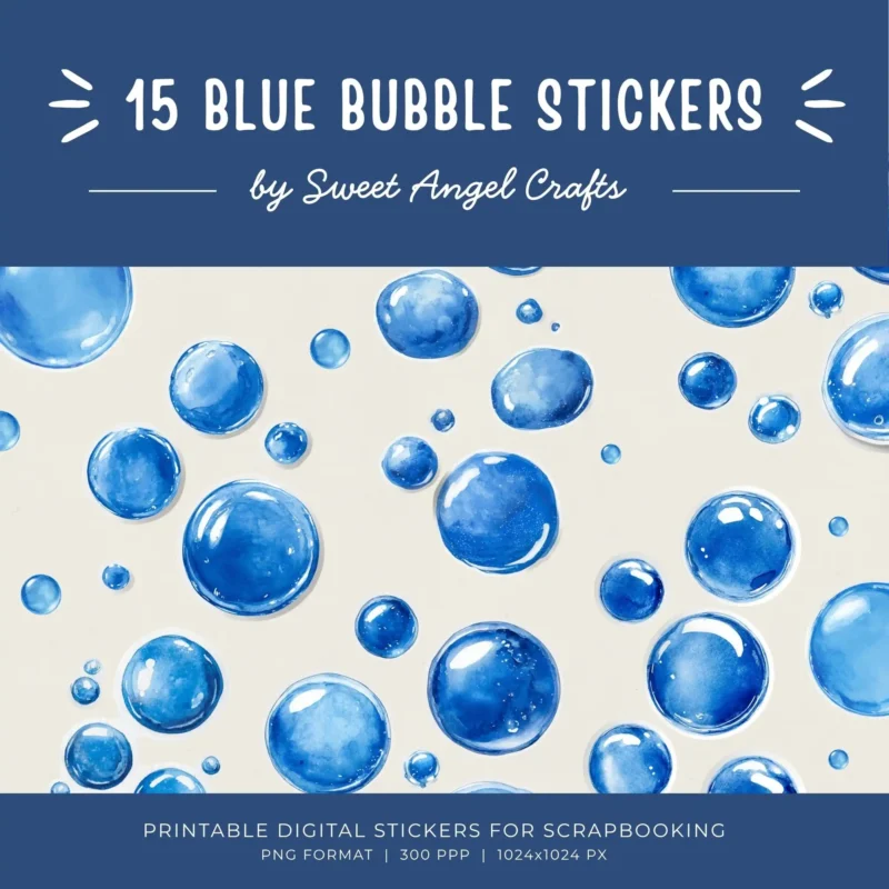 15 BLUE BUBBLE STICKERS