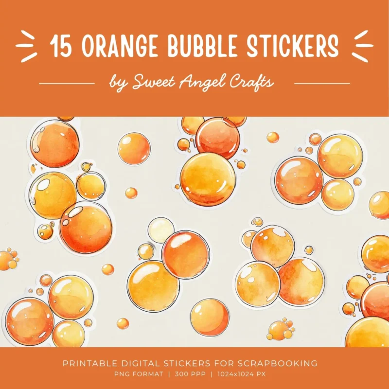15 ORANGE BUBBLE STICKERS