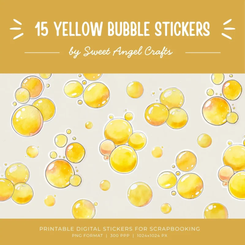 15 YELLOW BUBBLE STICKERS