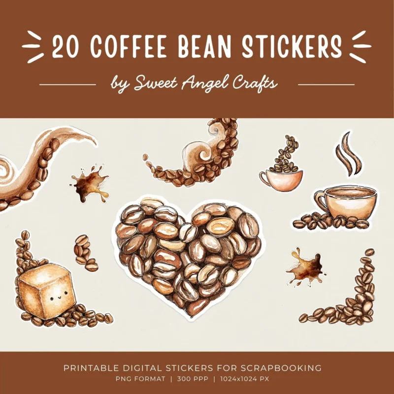 20 Coffee Bean Stickers Pack