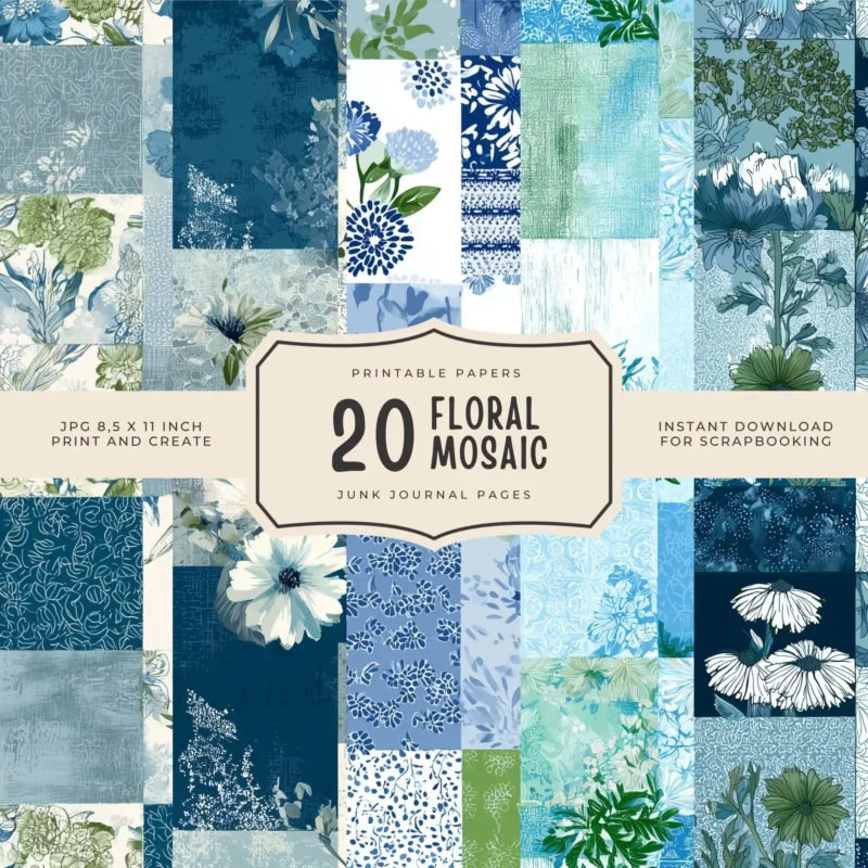 20 FLORAL MOSAIC PAPERS