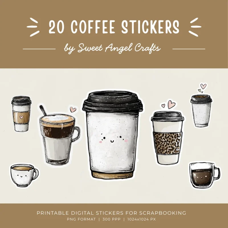 20 Coffee Stickers Pack