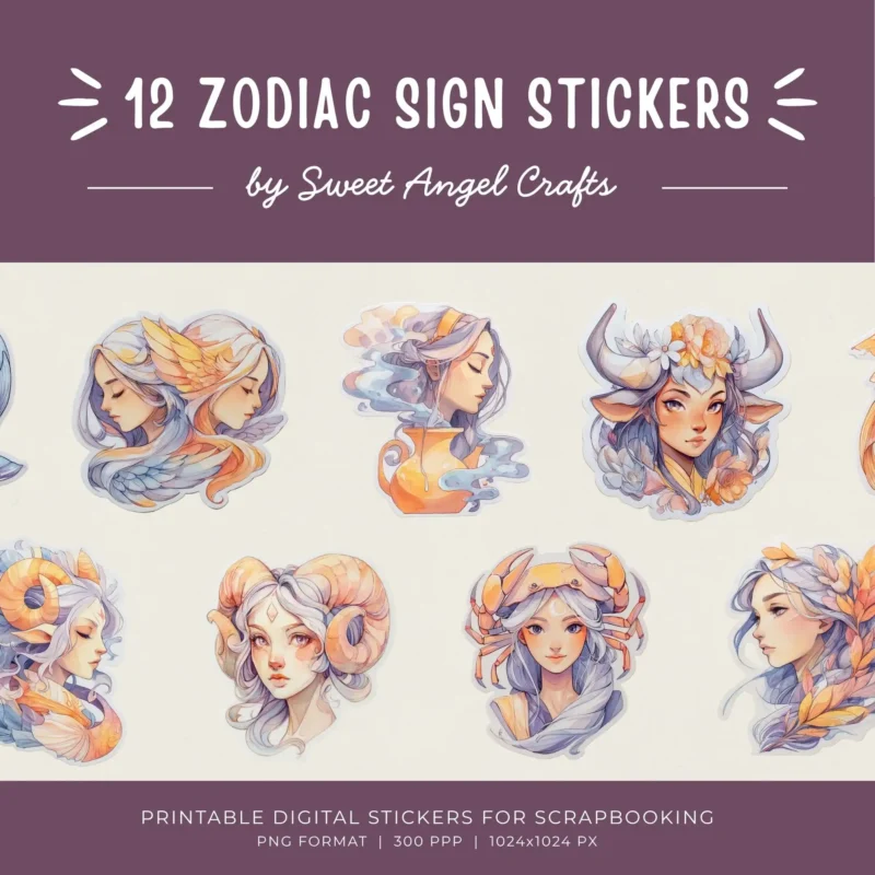 12 ZODIAC SIGN STICKERS